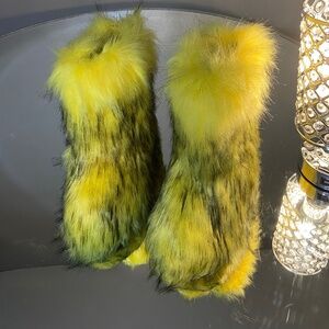 Yellow Faux Fur Boots